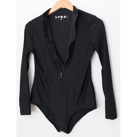 LYRA Swim Sofia One Piece Long Sleeve Black Swimsuit S Half Zip UPF 50+ Modest - Picture 8 of 14